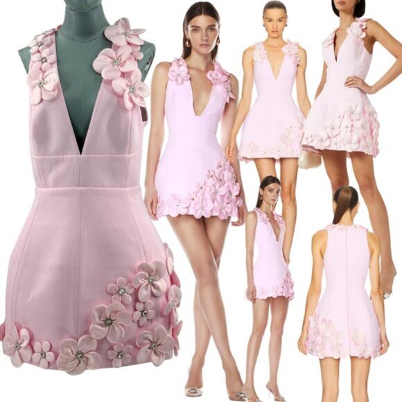 🆕 BRONX & BANCO 🧿 NWOT Estelle Floral Mini Dress, Blush Pink - Sz L US 8 - Picture 1 of 17